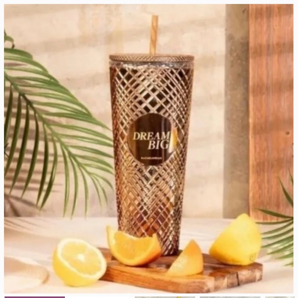 Dream Big Tumbler with Gold Straw NIB
